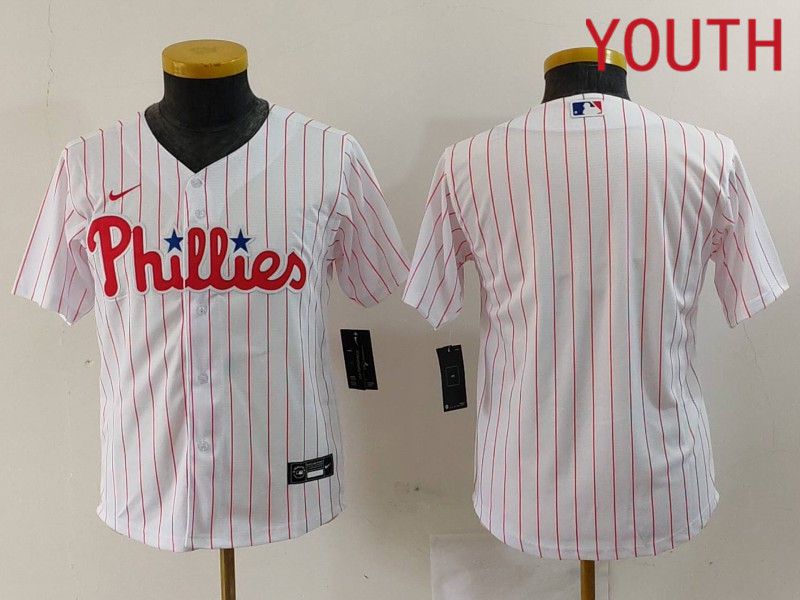 Youth Philadelphia Phillies Blank White stripe Nike Game 2024 MLB Jersey style 1